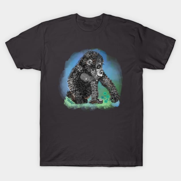 Pickleball paddle gorilla nipples, by Pickleball ARTwear T-Shirt by Pickleball ARTwear 